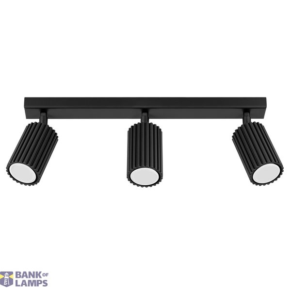 CEILING LAMP FROM THE KARBON SERIES, THREE MOVABLE BLACK SPOTLIGHTS FOR DINING ROOM image 3
