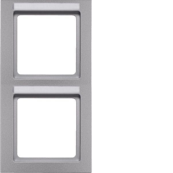 Frame 2gang with labelling field vertical Q.3 alu velvety, lacquered image 1