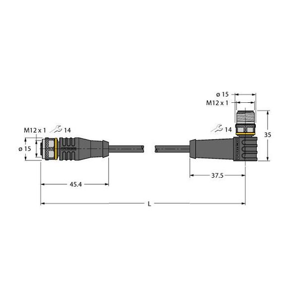 Actuator and Sensor Cable, PUR Extension Cable   RKS8T-3-WSS8T/TXL image 1
