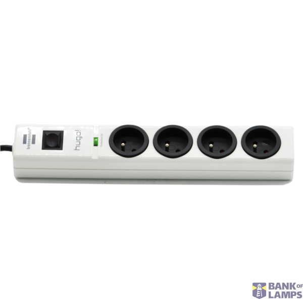 hugo! 19.500A extension lead with surge protection 4-way white 2m H05VV-F 3G1.5 *FR* image 1