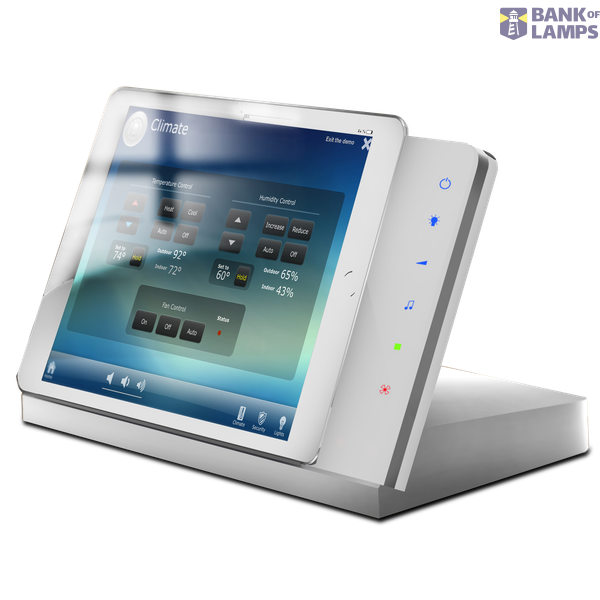 Table docking station with charging function, housing silver, glass cover white image 1