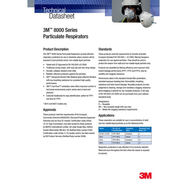 3M™ Particulate Respirator, FFP2, Unvalved, 8810 image 9