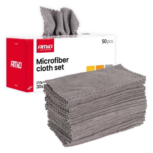 Microfiber cloth set 50pcs. 210gsm 30x30cm AMIO-04492 image 1