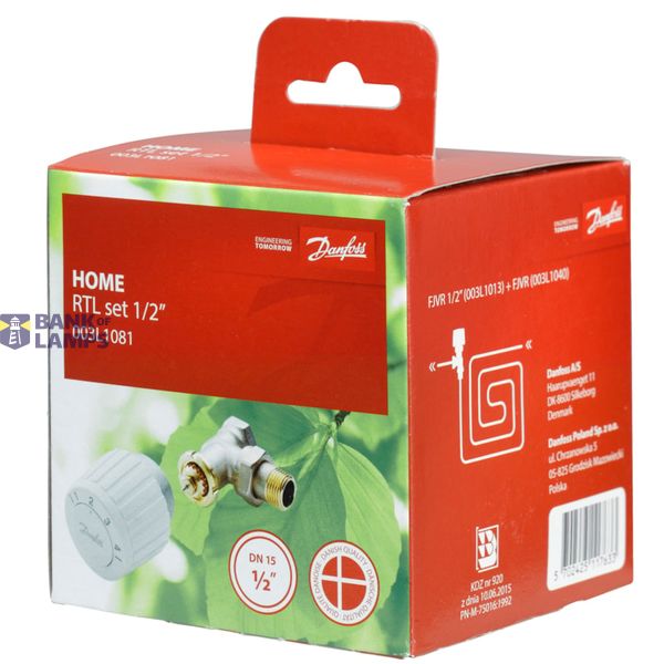 Return temperature limiters, FJVR sets, DN 15, Angle, Contents of set: Sensor, valve image 1