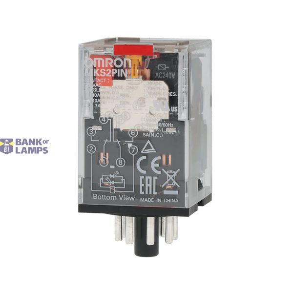 MKSN8495A Relay, plug-in, 8-pin, DPDT, 10 A, mech & LED indicator, test button MKSN8495A image 1