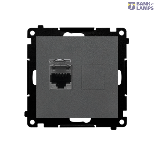 Single shielded computer socket RJ45 category 6 with anti-dust cover, graphite mat image 1