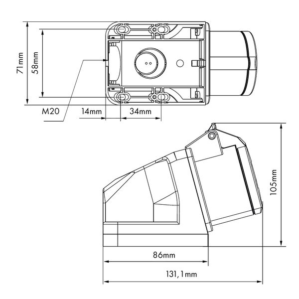 CEE-Wall mounted socket, 5-pole, 16A, 400V, IP44 image 5