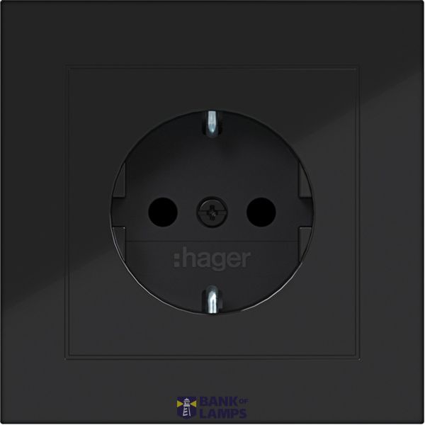 SCHUKO wall socket with cover, Safety Plus, plug-in class A.1 black and white. image 1
