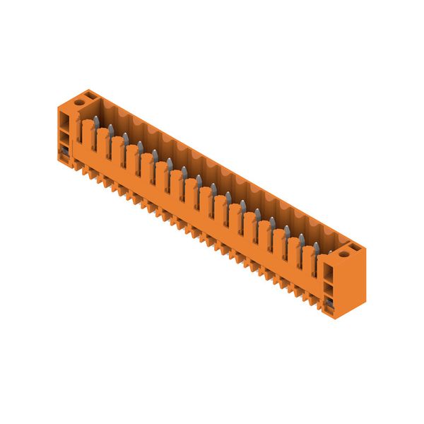 PCB plug-in connector, male header, Flange, THT solder connection, 3.50 mm, Number of poles: 17, 180°, Solder pin length (l): 3.2 mm, tinned, orange, Box image 4