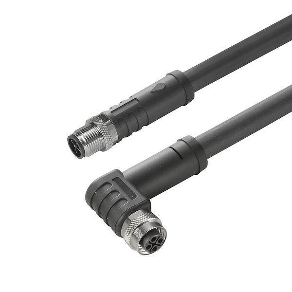 Power cable, Connecting line, M12 / M12, Number of poles : 4 (3 + PE), 10 m, pin, straight - socket, 90&deg;, Shielded: No, LED: No, Sheath material: PUR, Halogen: No image 2