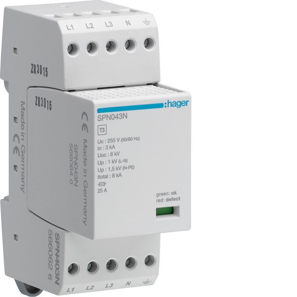 SPD 3P+N pluggable 3kA class 3 Ind. image 1