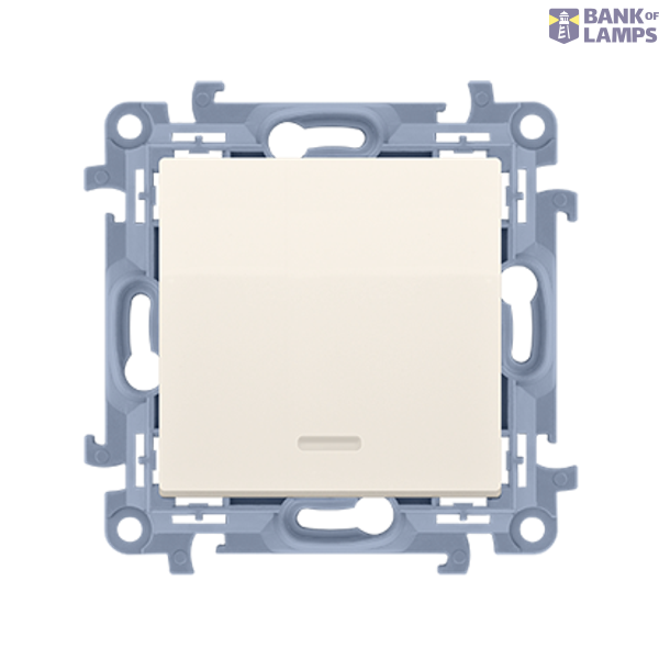 Interdediate switch with LED indicator light without pictogram, 10AX, cream white/electro white image 1