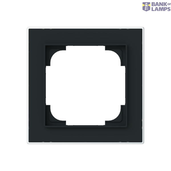 1721-456M-500 Cover  with decor ring, 1gang black matt chrome image 1