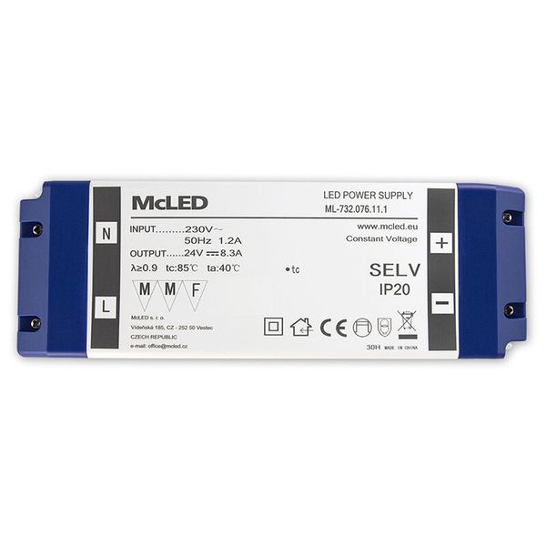 Power supply 200W, DC24V/8.3A, IP20, plastic design with terminal block image 1