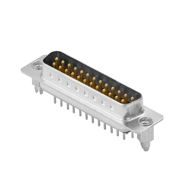 OMNIMATE Data - D-SUB connector, male header, Thread-nut UNC 4-40, THT solder connection, Pitch in mm (P): 2.77 mm, Number of poles: 25, ≥ 50 µ" Ni / 100 µ" Sn , 500, PBT GF, black, Tray image 1