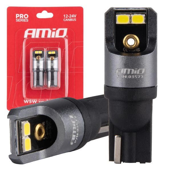 LED CANBUS PRO series T10 W5W 4x2016 SMD White 12/24V AMIO-03577 image 1