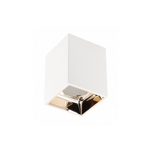 Ceiling luminaire housing ARIES, PC, 77x100mm, IP20, max. 20 W, square, white/gold image 1