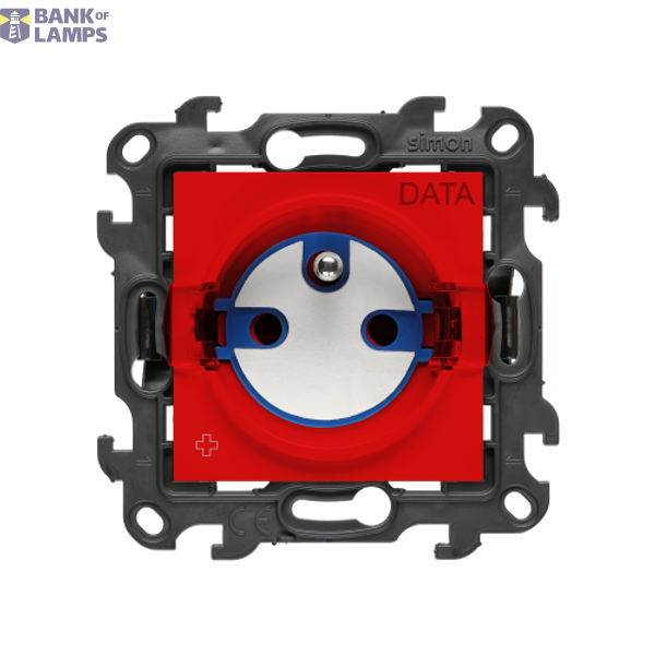 DATA single socket outlet with socket access element, Push In system, (module), Simon 24, IP20, 16A, anibacterial red image 1