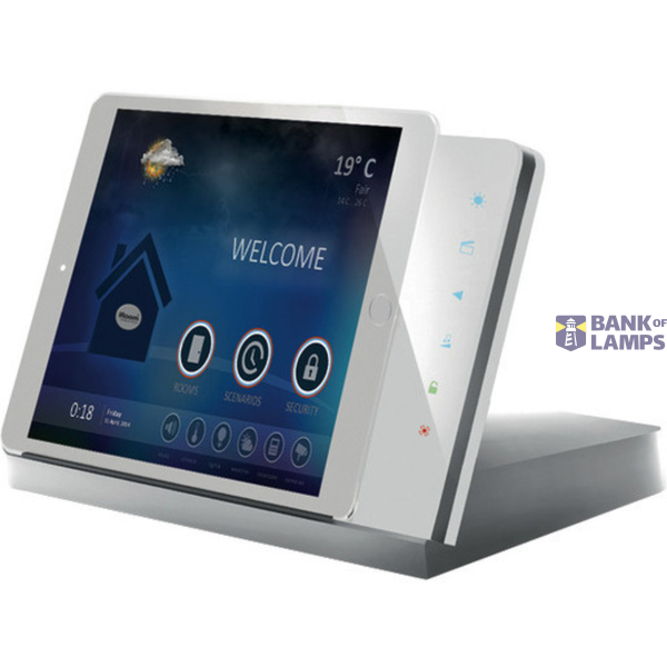 Table docking station with charging function, iPad locking and control function, housing silver, glass cover white image 1
