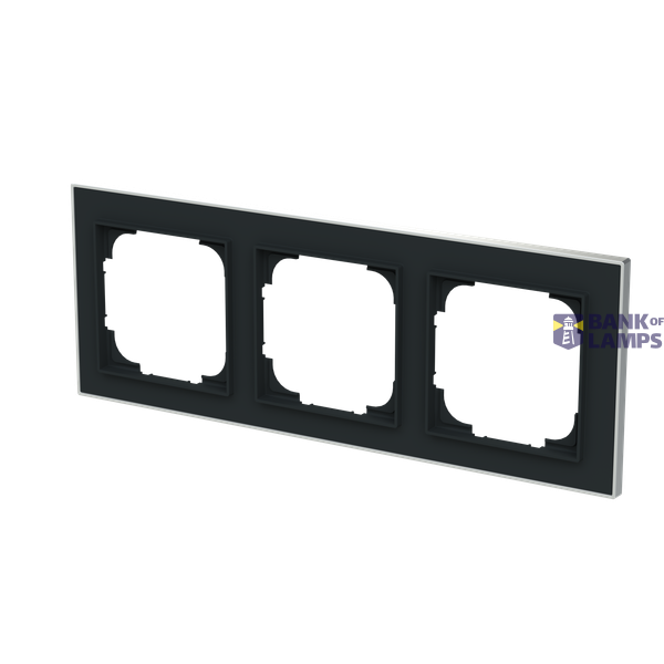 1723-456M-500 Cover  with decor ring, 3gang black matt chrome image 2