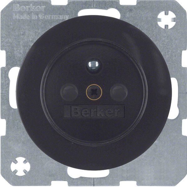 Soc. out. earthing pin, enhncd contact prot., R.1/R.3, black glossy image 1