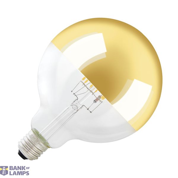 LED lamp with mirrored head, G125, E27, 2000K - 2900K, 400lm, 280°, dimmable, gold image 1