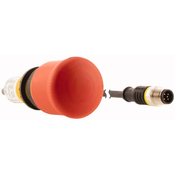 C22-PV-K02-P10 Emergency stop/emergency switching off pushbutton, Mushroom-shaped, 38 mm, Pull-to-release function, 2 NC, Cable (black) with M12A plug, 5 pole, 0.2 m image 4