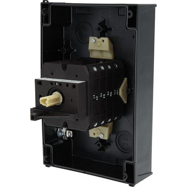 T5B-4-15682/I4/SVB Main switch, T5B, 63 A, surface mounting, 4 contact unit(s), 6 pole, 1 N/O, 1 N/C, Emergency switching off function, With red rotary handle and yellow image 32