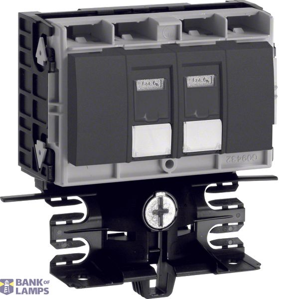 Equipment carrier technical part data connection 2xCat.6A to SL 20x55mm graphite black image 1