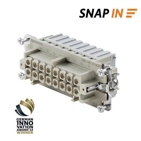 HDC insert, Female, 500 V, 16 A, Number of poles: 16, SNAP IN, Size: 6 image 1