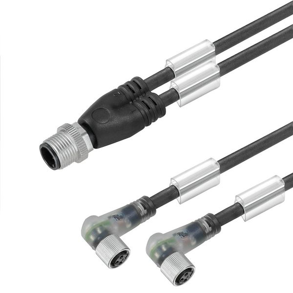 Sensor/actuator line, One end without connector, M12 / M8, Number of poles : 3, 3 m, Twin cabling, Shielded: No, LED: Yes, Sheath material: PVC, Halogen: Yes image 1