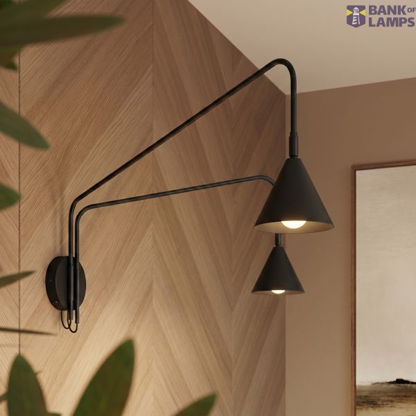 Wall lamp NOX 2 black with a switch image 4
