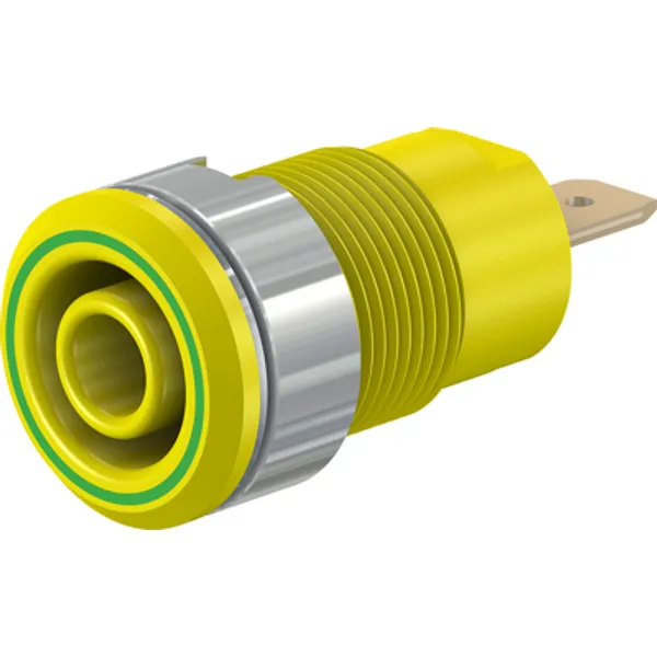 4 mm socket, flat plug connection, mounting Ø 12.2 mm, CAT III, yellow, 23.3000-24 image 1