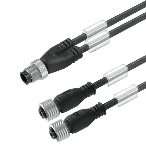 Sensor/actuator line, Connecting line, M12 / M8, Number of poles : 3, 5 m, Twin cabling, socket, straight, Shielded: No, LED: No, Sheath material: PVC, Halogen: Yes image 1
