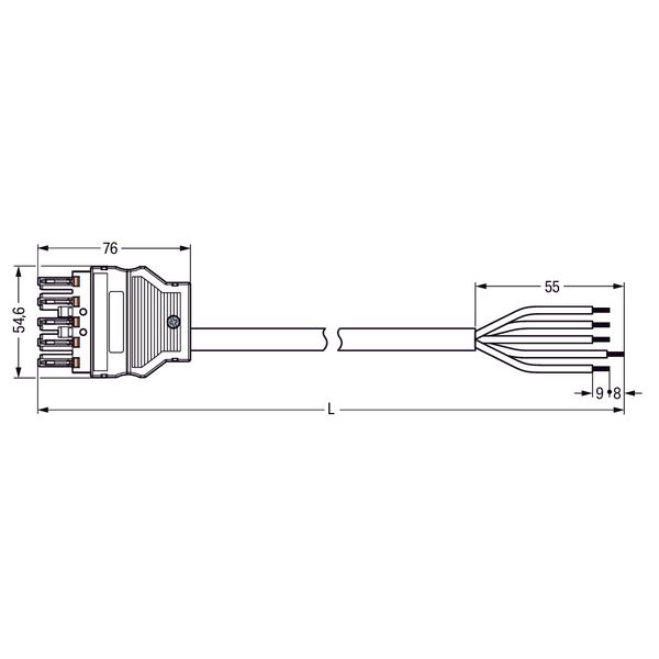 pre-assembled connecting cable;Eca;Socket/open-ended;dark gray image 2