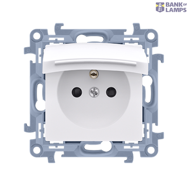 IP44 single socket outlet with shutters and frame seal - same color flap & frame, 16A, white image 1