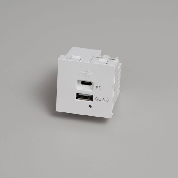 USB MODULE / USB A + C QUICKCHARGE / 45 MM / WHITE image 1