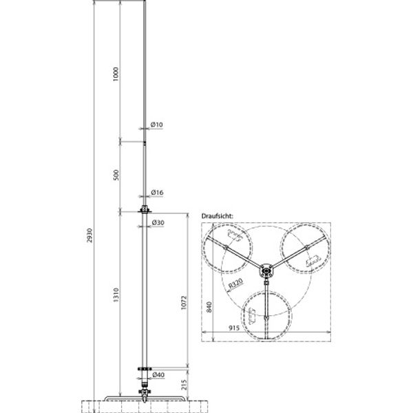 Air-term. mast 30 f. HVI light Cond. KIT w. tripod  L 2800mm image 2