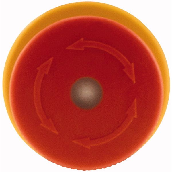M22-PVLT30 Emergency stop/emergency switching off pushbutton, RMQ-Titan, Mushroom-shaped, 30 mm, Illuminated with LED element, Turn-to-release function, Red, yel image 1