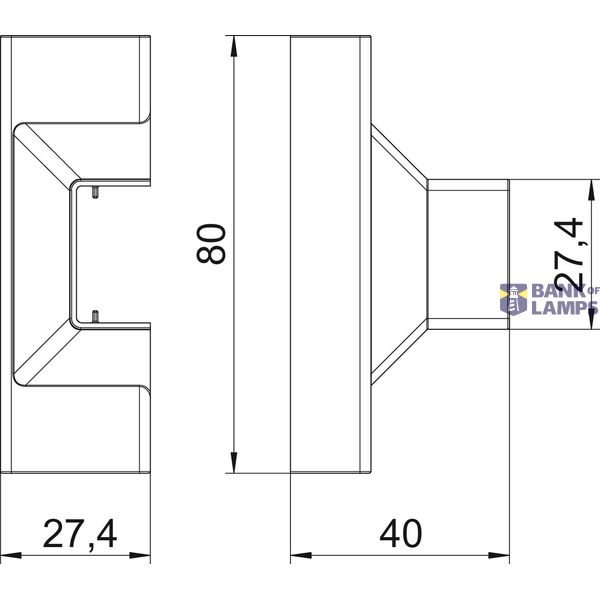 T piece hood ceiling/wall with coupling for raised floor 15x80x40mm Po image 2