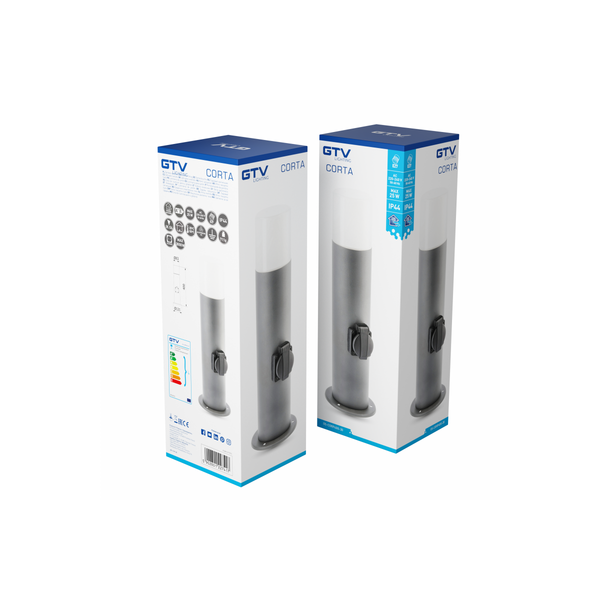 Garden luminaire CORTA, E27, max. 25 W, IP44, SCHUKO socket max. 3000 W, post 400 mm, graphite image 3