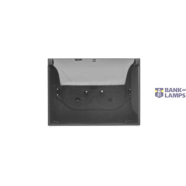 Double compact socket outlet with earthing IP44 version and shutters - transparent flap, 16A, Screw, black matt image 1
