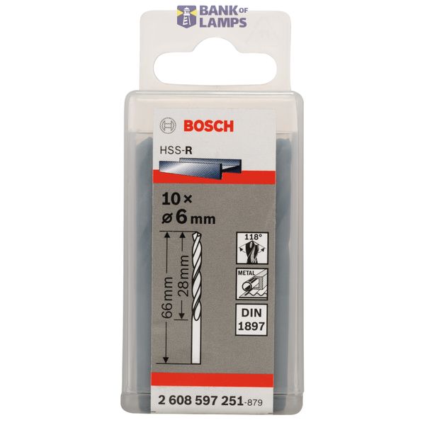 Stub drill bits, HSS-R, DIN 1897 6 x 28 x 66 mm 10 pcs. image 2