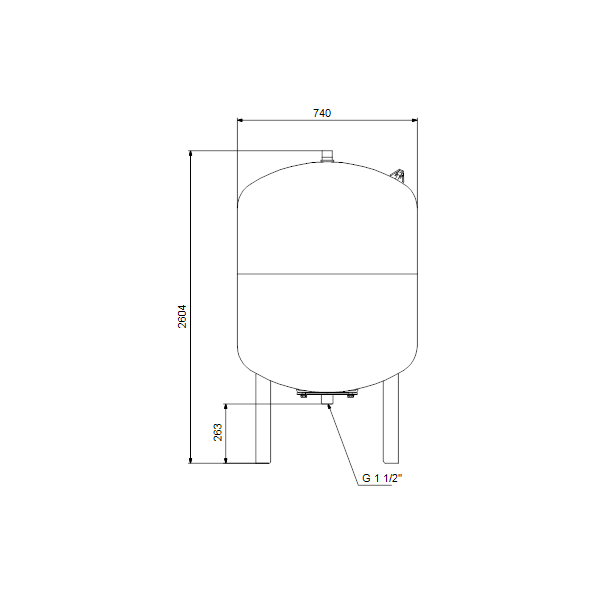 Expansion tank GT-U-1000 PN10 V coated flange, vertical, bladder image 2