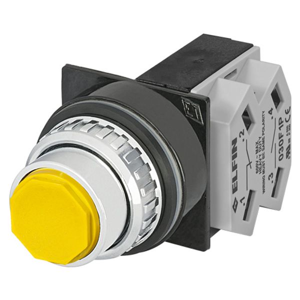 Push-button without guard, yellow N.O.+N.C. image 1