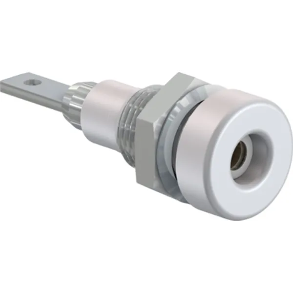 2 mm socket, flat plug connection, mounting Ø 6.4 mm, white, 23.0060-29 image 1