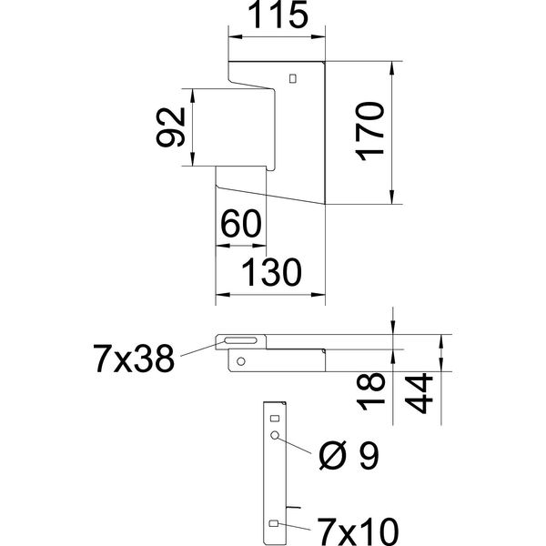 WDB L 50 FT Wall and ceiling bracket lightweight version B50mm image 2