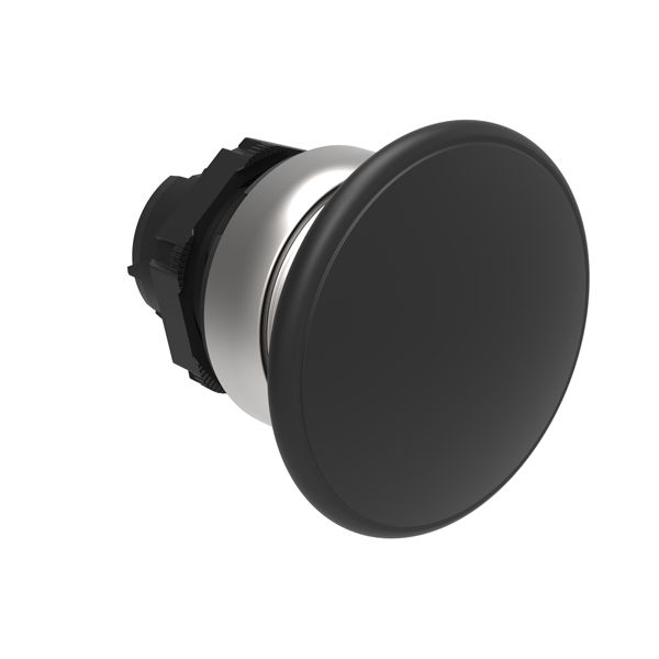 Mushroom head pushbutton actuator Ø22mm Platinum series chromed plastic, spring return, Ø40mm. Black image 1