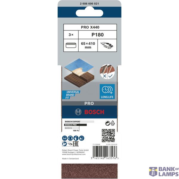 3-piece X440 sanding belt set 65 x 410 mm, 180 image 2