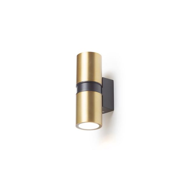 MANO wall brushed brass/black 230V LED GU10 2x8W IP54 image 1